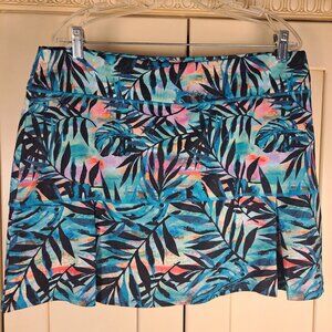 Reel Legends Blue Green Palm Leaf Print Skort Sz XL Golf Pickleball